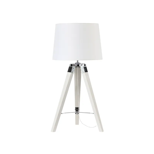 ^TABLE LIGHTING 1ΧΕ27 WOOD+WHITE SHADE + CHROME METAL Φ30XH65CM MOUSSE