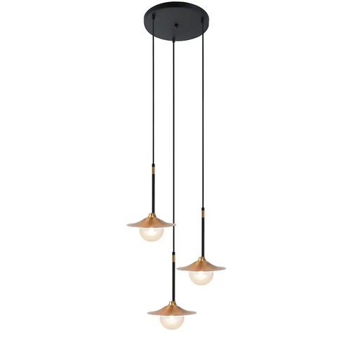 ВИСЯЩА ЛАМПА 3ΧG9 МЕСИНГ/ЧЕРНО МЕТАЛНО+ СТЪКЛО D45ΧΗ106CM LAYLA