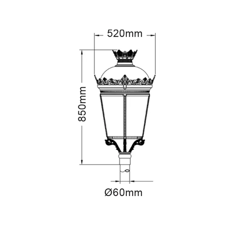 ROUND POLE HEAD D60 520Χ850 BLACK RALC0026 - изображение 2