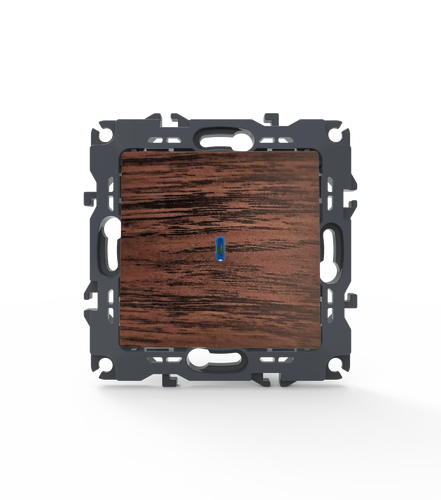 PRIME 1 GANG 2 WAY SWITCH & LED LOCATOR LAMP (ON-OFF) SCREWLESS 1P 10AX 250VAC IP20 WOOD