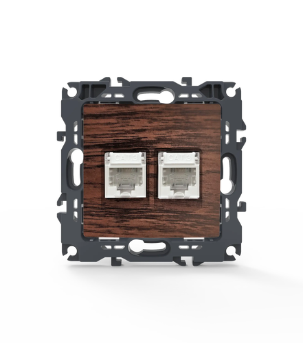 PRIME TELEPHONE SOCKET 2xRJ11 CAT3 IP20 WOOD
