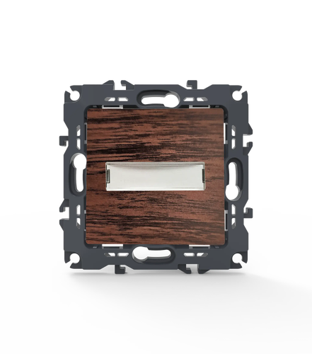 PRIME 1-КЛЮЧОВ БУТОН И ТАБЕЛКА С ИМЕ LED ЛАМПА (12VAC) БЕЗ ВИНТОВЕ 1P 10A 250VAC IP20 ДЪРВО
