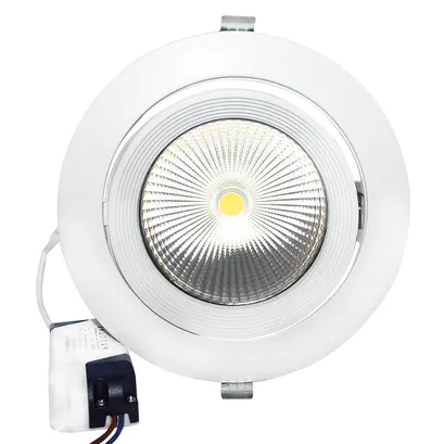БЯЛО LED ОСВЕТИТЕЛНО ТЯЛО ЗА ВГРАЖДАНЕ ПОДВИЖНО 30W 3000K 60° 3400LM 230V Ra80