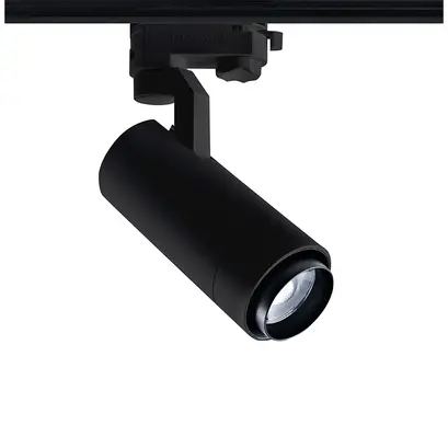 ПЯСЪЧНО ЧЕРЕН LED ПРОЖЕКТОР С РЕГУЛИРУЕМ ФОКУС ЗА ШИНА 15W 3000K 3-ФАЗЕН 20-50° 1450LM MAX. 230V AC Ra80 5 ГОДИНИ