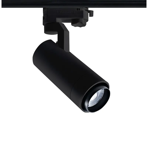 ПЯСЪЧНО ЧЕРЕН LED ПРОЖЕКТОР С РЕГУЛИРУЕМ ФОКУС ЗА ШИНА 15W 3000K 3-ФАЗЕН 20-50° 1450LM MAX. 230V AC Ra80 5 ГОДИНИ