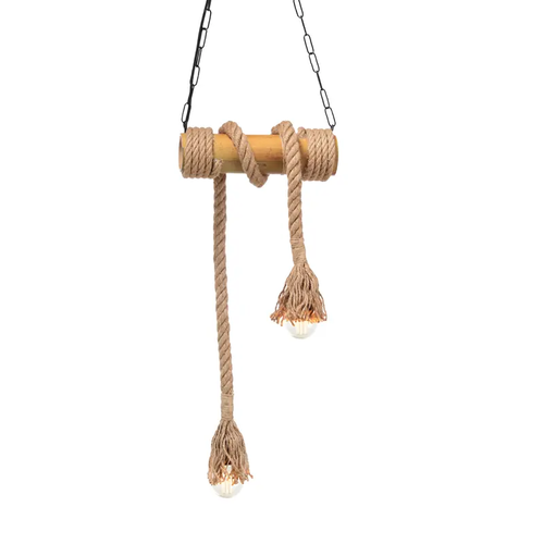 PENDANT 2XE27 BAMBOO+ROPE 11Χ30ΧΗ160CM max. MERLIN