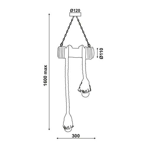 PENDANT 2XE27 BAMBOO+ROPE 11Χ30ΧΗ160CM max. MERLIN - изображение 2
