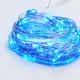 100 LED СТРУННИ СВЕТЛИНИ, СИН, СРЕБРИТО МЕДЕН ПРОВОД, АДАПТЕР (3,5VDC) И 8 ФУНКЦИИ, IP44, 10M+3M, 600mA