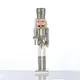 ^ WOODEN NUTCRACKER SOLDIER WHITE & SILVER WITH SWORD H60CM