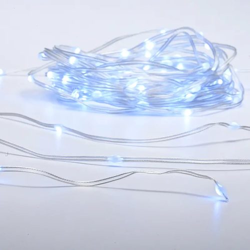 SKIN LINE LAMP 100 LED STRING CW 3AA BAT 8 FUNCTIONS IP44 LENGTH 10m 0,3m TRANSPARENT CABLE
