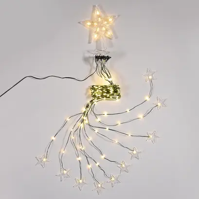 190 LED СВЕТЛИНИ ОКТОПОД СЪС ЗВЕЗДА, WW, USB ДИСТАНЦИОННО 8 ПРОГРАМИ, 10 РЕДА IP44, 10*180см, 5 м  КАБЕЛ