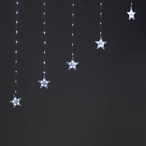 222CW LED CURTAIN STARS TRANSPARENT COPPER WIRE ADAPT CONN MAX 3 SETS  3m*1.2m  8 FUNCTION IP20 3m LEAD CABLE