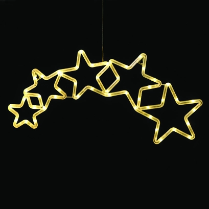 ПЛАСТМАСА 5 ЗВЕЗДИ 47 LED КРУШКИ WW BAHT. (3XAA)/USB, IP20, 54*0.5*25