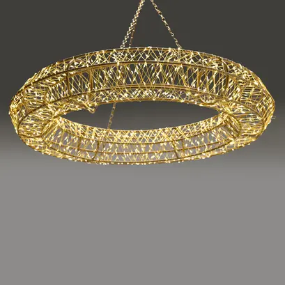 ^3D МЕДНА ТЕЛ МЕТАЛЕН МОТИВ ПРЪСТЕН 1440LED КРУШКА KAL HULK THERM IP44 АДАПТЕР (3VDC) ВЕРИГА КУКИ 5mKAL