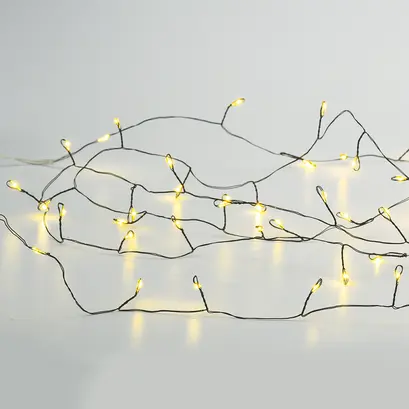 ^ 300 КЛЪСТЕР LED НИЗ СВЕТЛИНИ, WW, ЧЕРЕН МЕДЕН ПРОВОДНИК, АДАПТЕР (4.5VDC) & 8 ФУНКЦИИ, IP44, 3M + 3M, 6W