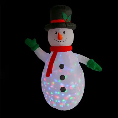 НАДУВАЕМ СНЕЖЕН ЧОВЕК 1 LED СВЕТЛИНА СЕ АДАПТИРА. (12V), RGB, СТАБИЛЕН IP44, Η180CM, 2M ЗЕЛЕН ОЛОВЕН КАБЕЛ