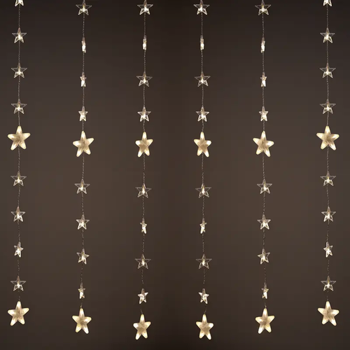 144 LED CURTAIN  8 STRINGS*18 LED WW STEADY ADAPTOR  24VDC CONNECT MAX 4 SETS P44 200x150cm TRANSP 3m LEAD CABLE