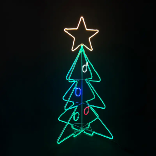 3D CHRISTMAS TREE 1000 MULTICOLOR 9.5M DOUBLE SIDE SMD LED ROPE LIGHT STEADY IP651 75*75*130cm 5m LEAD CABLE