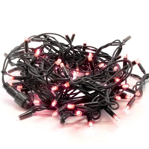 ГУМЕН ПРОВОДНИК 100 LED STRING LIGHTS (НА 10cm), ЧЕРВЕН, СВЪРЗВАЩ СЕ (MAX 10 КОМПЛЕКТА), IP44, 10m
