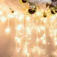 ^144 LED ICICLE СВЕТЛИНА, WW, АДАПТИРАНЕ. (31VDC), СВЕТКАВИЦА, IP44, 300x60cm, ТРАНС / NT КАБЕЛ