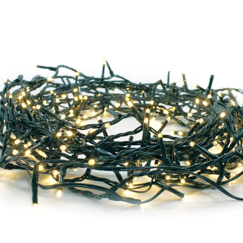 1500 LED STRING LIGHTS PER 5cm  WARM WHITE, ADAPTOR 31VDC & CONNECTABLE MAX 2 SETS, IP44 75m GREEN CABLE