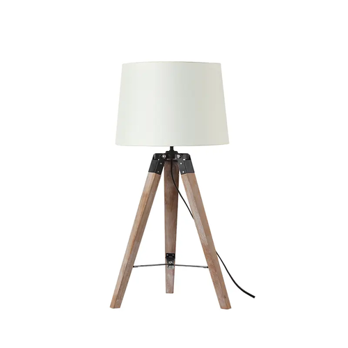 ^TABLE LIGHTING 1ΧΕ27 WOOD+BEIGE SHADE+BLACK METAL Φ30XH65CM MOUSSE - изображение 2