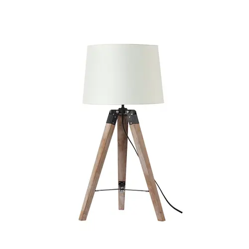 ^TABLE LIGHTING 1ΧΕ27 WOOD+BEIGE SHADE+BLACK METAL Φ30XH65CM MOUSSE - изображение 4