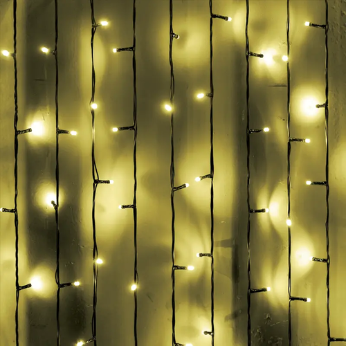 ^240 LED RUBBER CURTAIN LIGHT, WW, CONNECT. (MAX 8), STEADY,IP65, 200x100cm, 1,5M LEAD CABLE
