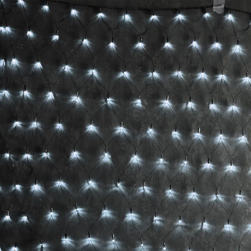 ^ 240 СВЕТКАВИЦА LED ΝΕΤ СВЕТЛИНИ, CW, АДАПТИРАНЕ. (31VDC), IP44, 200x150cm, ЗЕЛЕН КАБЕЛ