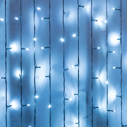 ^240 LED RUBBER CURTAIN LIGHT, CW, CONNECT. (MAX 8), STEADY,IP65, 200x100cm, 1,5M LEAD CABLE
