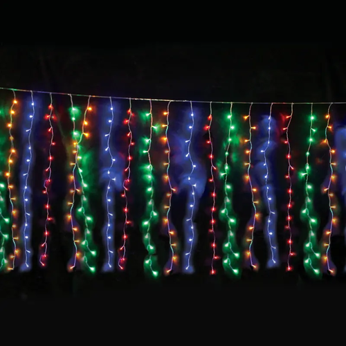 ^ 360 LED ЗАВЕСА СВЕТЛИНИ 20 УЖИЛВАНИЯ х 18 светодиода, MULITCOLOR, ADAP. 31VDC & CONNEC. MAX 2 КОМПЛЕКТ, IP44 200x200cm TRAN / NT КАБЕЛ