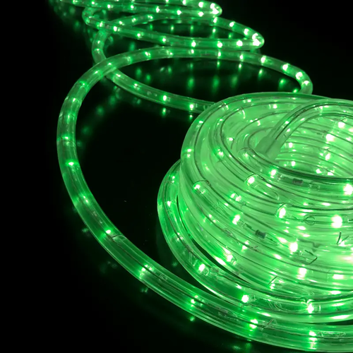 GREEN 2-WIRE MICROBULBS ROPE LIGHT, REEL 100m 36L/m CUT PER 1m IP20 + 5 SET ACCESSORIES