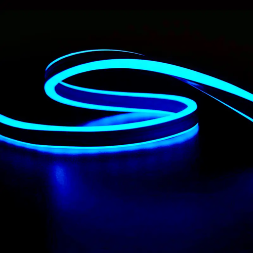 100LED/M LED  НЕОН СВЕТЕЩ МАРКУЧ,  СИНЬО СТАБИЛНО ДВОЙНО СТРАНИЧНО  IP44 1,5 м КАБЕЛ С ЩЕПСЕЛ, КОНЕКТОРИ И КРАЙНИ КАПАЧКИ