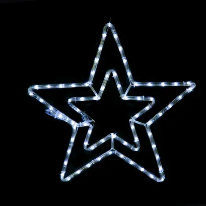 ^ДВОЙНИ ЗВЕЗДИ  72 LED МОТИВ 3 м 2-ЖИЧНИ ВЪЖЕ СВЕТЛИНА,СТУДЕНА БЯЛА , ФЛАШ КОНТРОЛЕР  IP44, 55 см