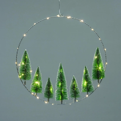 ВЕНЕЦ ДЪРВЕТА 50 LED ДЕКОРАТИВНИ ВИСЯЩИ WW BATT 3ΧΑΑ (НЕ ВКЛ) IP20 DIAM: 40cm 30cm LEAD КАБЕЛ
