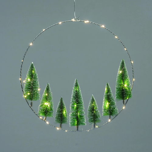 ВЕНЕЦ ДЪРВЕТА 50 LED ДЕКОРАТИВНИ ВИСЯЩИ WW BATT 3ΧΑΑ (НЕ ВКЛ) IP20 DIAM: 40cm 30cm LEAD КАБЕЛ