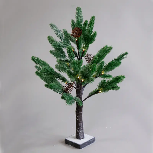 ^ “СНЕЖЕН БОР” 24 WW LED СВЕТЛИНИ IP20 3xAA H:60CM ОСНОВА 10x10CM