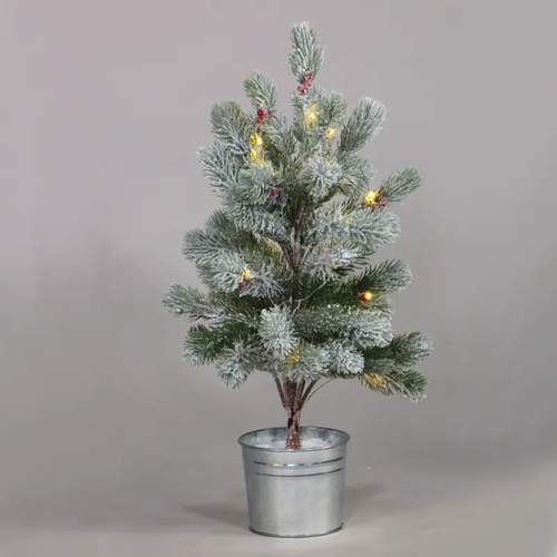^ “СНЕЖЕН БОР С ЧЕРВЕНА ЧЕРЕША И САКСИЯ” 28 WW LED СВЕТЛИНИ IP20 3xAA H:55cm Ø12,5cm