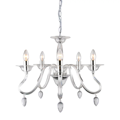 ВИСЯЩА ЛАПМА АКРИЛНА ПРОЗРАЧНА 5Χ40W Ε14 53x H43cm FIRENZE