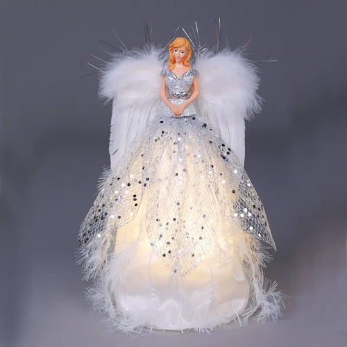 ^ DECO FABRIC ANGEL WITH LED LIGHT 30CM