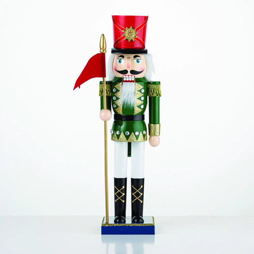 ^NUTCRACKER SOLDIER WITH RED FLAG H38cm^