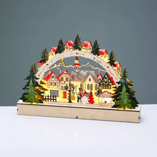 ДЪРВЕНА КОЛЕДА СЕЛО 12 LED WW STEADY IP20 ДЕКОРАТИВНА BATT 2XAAA 38x5x21.5cm