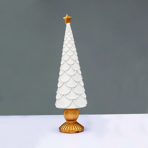 DECORATIVE RESIN XMAS TREE WHITE  29cm
