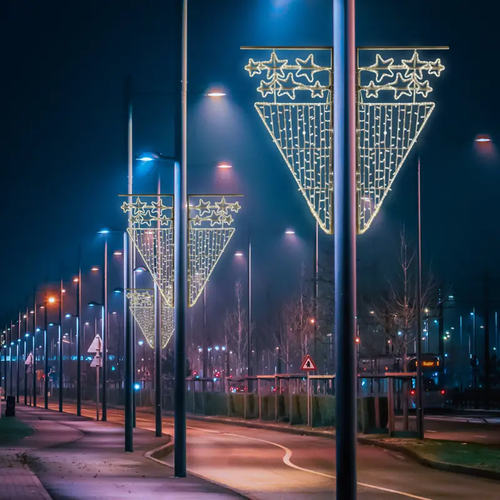 6 ЗВЕЗДИ ВОДОПАД 464 LED УЛИЦА ПОЛЮС МОТИВ 8 м 2-ТЕЛЕНО ВЪЖЕ СВЕТЛИНА 9,6 м НИЗ СВЕТЛИНИ WW СТАБИЛНО IP65 180x90cm 1.5m ОЛОВО КАБЕЛ - изображение 2