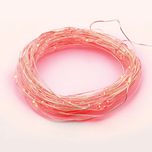100 LED STRING LIGHTS RED SILVER COPPER WIRE ADAPTOR(3VDC) & 8 FUNCTIONS IP44 10m+3m 1.8W