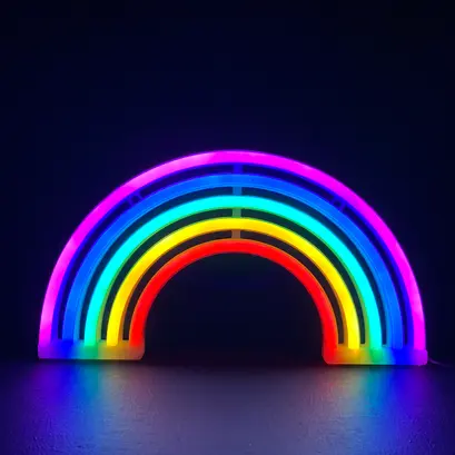 ^ДЪГА,80 NEON LED LIGHTS WITH BATTERY (3xAA)/USB, RGB, IP20, 18x2x30cm