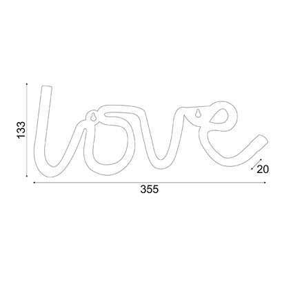LOVE, 118 НЕОНОВИ LED СВЕТЛИНИ С БАТЕРИЯ (3xAA)/USB, WW, IP20, 35.5x2x13cm