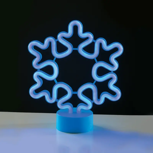 ^ СНЕЖИНКИ, НЕОНОВИ LED СВЕТЛИНИ С БАТЕРИЯ (3xAA)/USB, СИН, IP20, 21x8.5x25cm