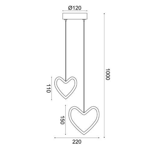 ПЕНДЕЛ LED 14W 3000K 900LM INNAMORATO РОЗОВ МЕТАЛ 24X14X100CM - изображение 2