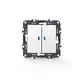 PRIME 2 GANG 1 WAY SWITCH & LED LOCATOR LAMP (ON-OFF) SCREWLESS 1+1P 10AX 250VAC IP20 WHITE